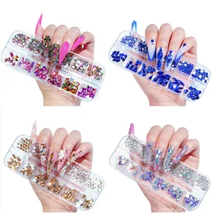 12 Grids Nail Art Decoration Rhinestone