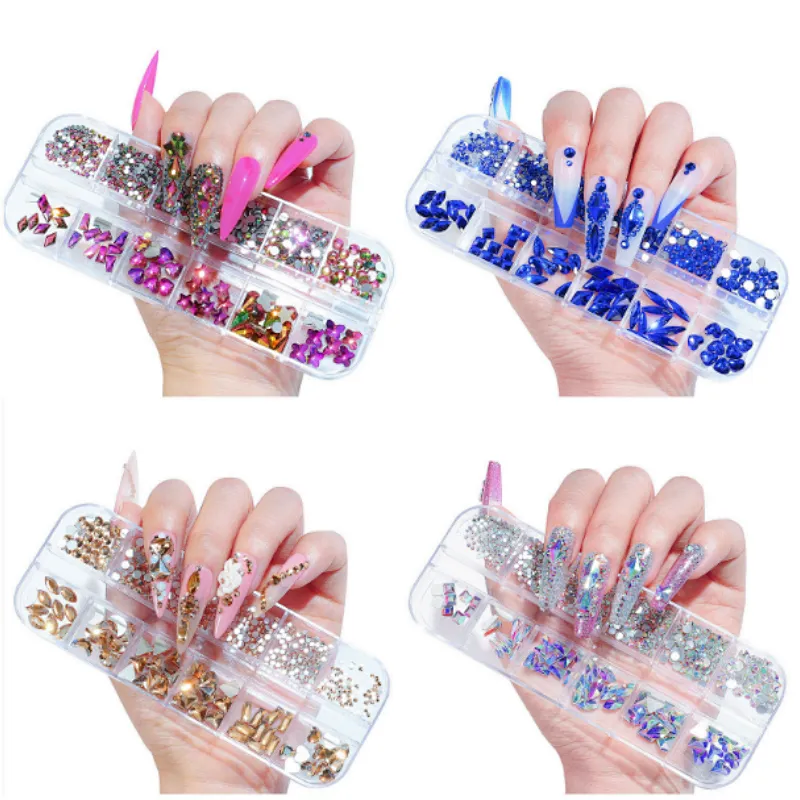 12 Grids Nail Art Decoration Rhinestone